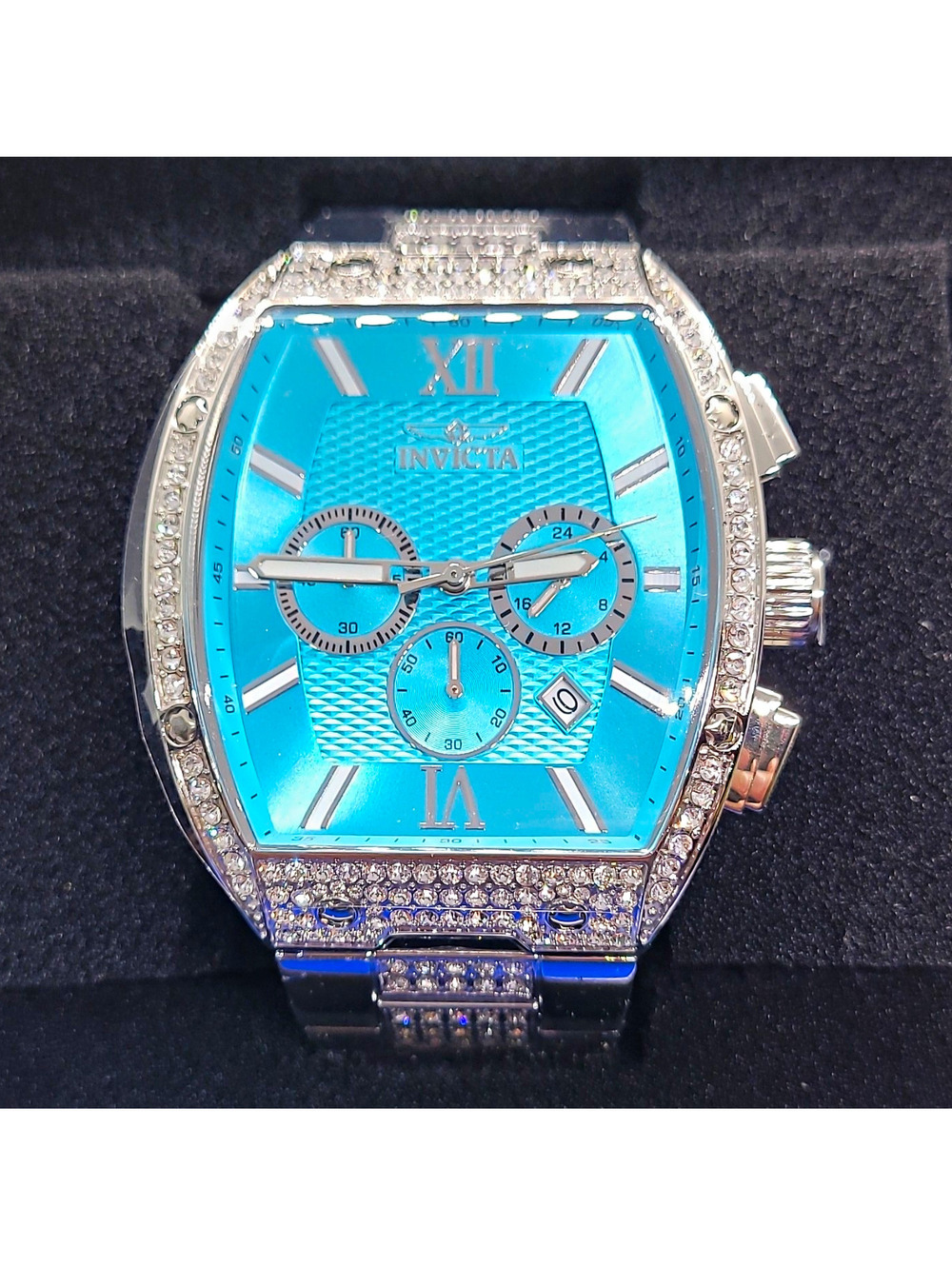596 Invicta Celestial Primus Tifany Blue Dial Diamond Accent Bezel Silver Band